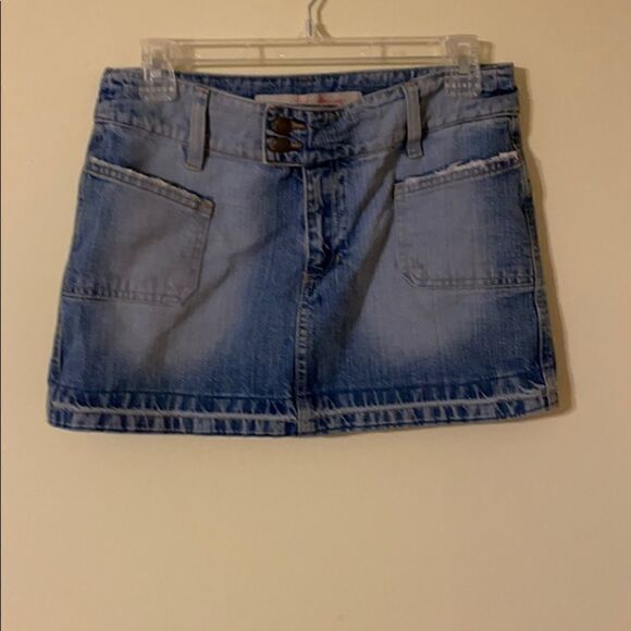 Zara distressed frayed light wash denim skirt size 8 with - Picture 1 of 5